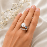 Broome Pearl 'Lunar Eclipse' Topaz Gem Sterling Silver Ring