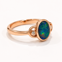 Australian Opal and Cubic Zirconia Rose 925 Ring