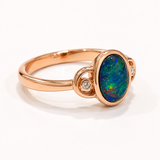 Australian Opal and Cubic Zirconia Rose 925 Ring