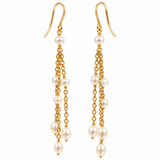 Cultured Freshwater Petite Pearl Chain Drop Gold Earrings