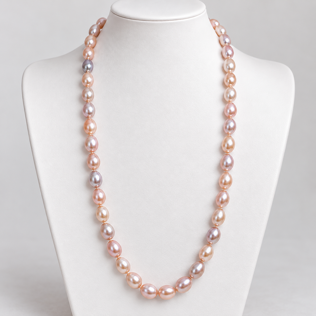 Cultured Freshwater Shades of Pink Oval Pearl Strand