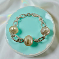 South Sea Champagne Circle Pearl Chain Bracelet