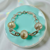 South Sea Champagne Circle Pearl Chain Bracelet