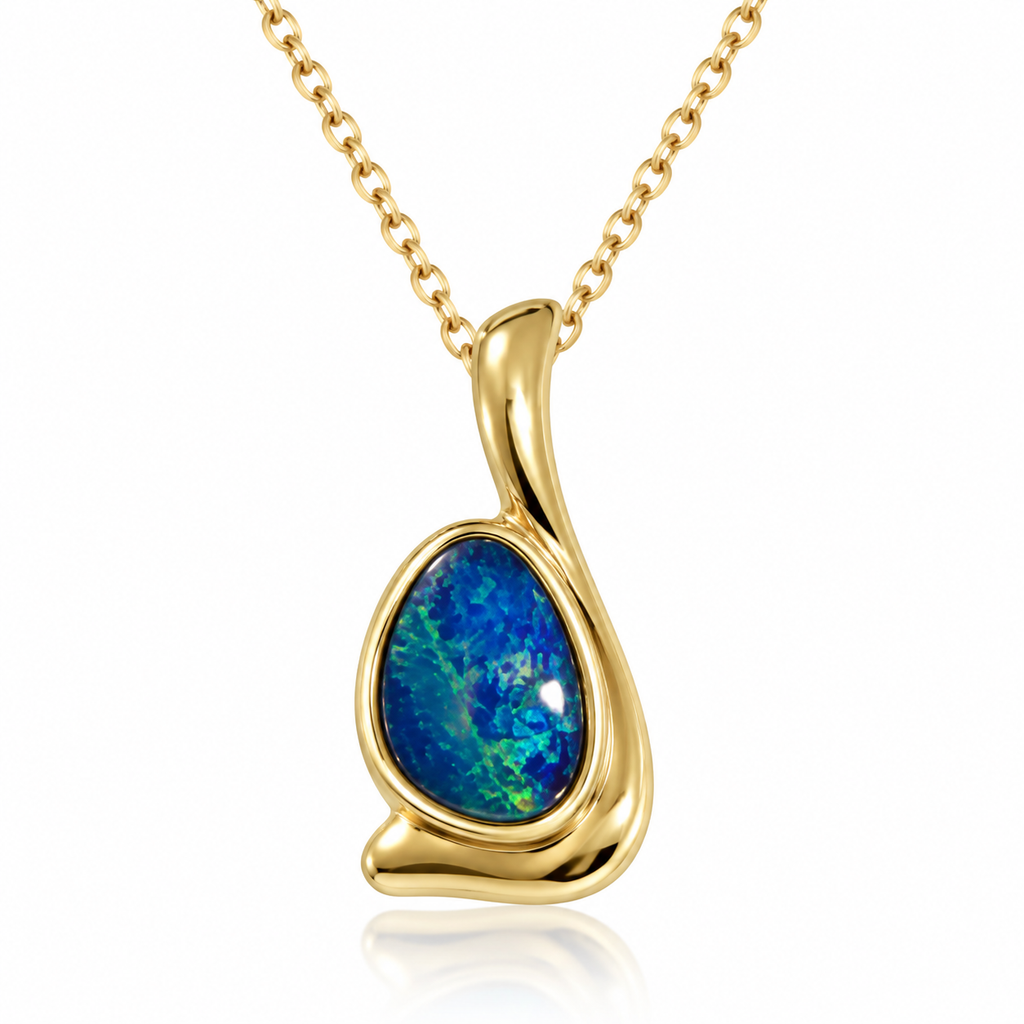 Australian Opal flowing Teardrop 925 Pendant