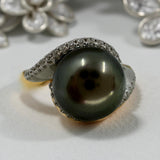 Tahitian Pearl Silver Cubic Harmony Zirconia Ring