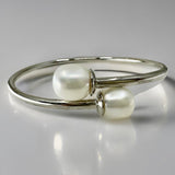 Freshwater Pearl Large Flexi Bangle Sterling Silver