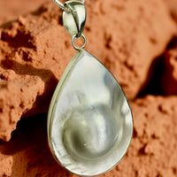 Pinctada Mabe Pearl Silver Tear Drop Pendant