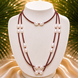 Cultured Freshwater Pearl Garnet Strand Necklace