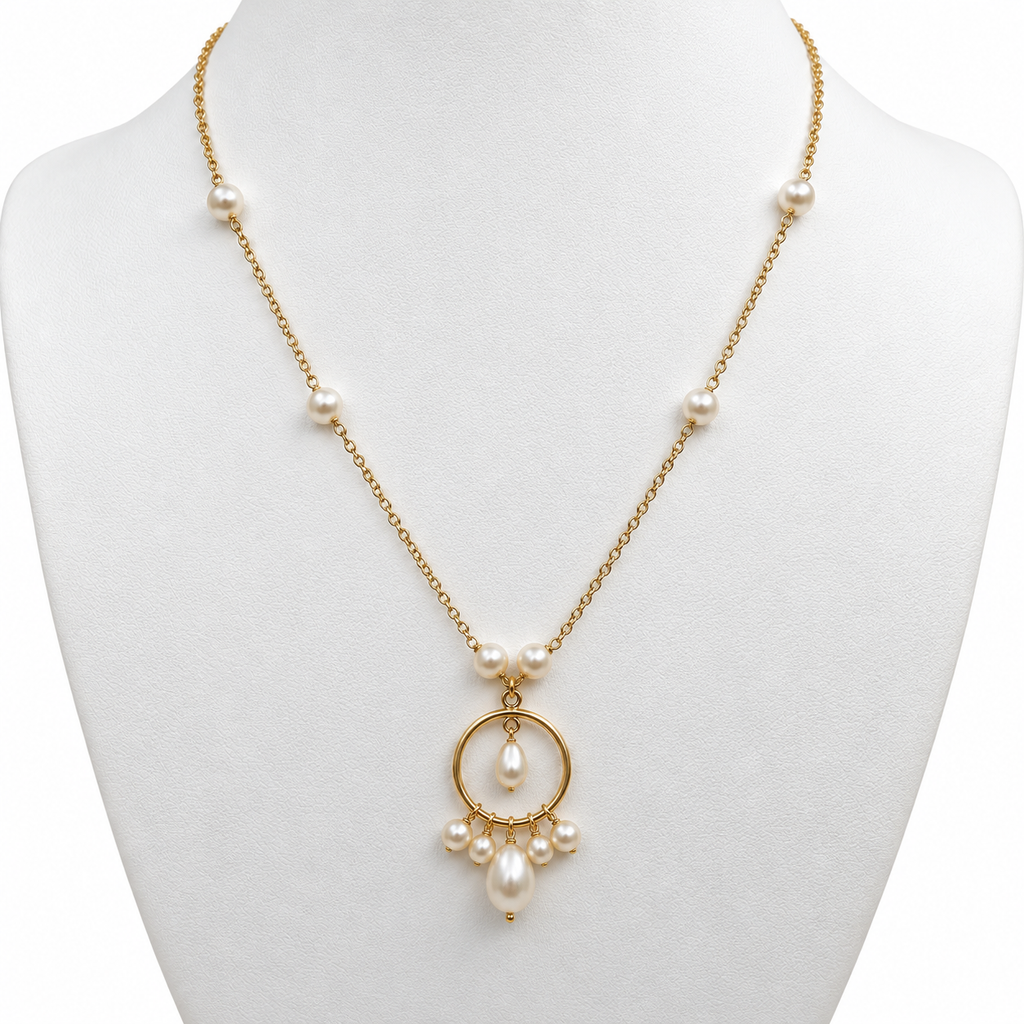 Freshwater Pearl Dreamcatcher Gold Necklace
