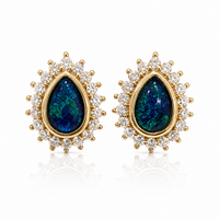 Australian Opal Cubic Zirconia Tear Drop Earrings