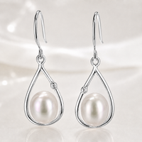 Cultured Freshwater Pearl Teardrop Silver Earrings