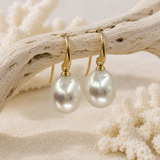 Cultured Broome Pearl 9ct Gold Hook Earrings