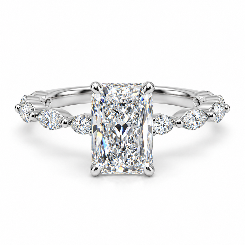 Lab Diamond 14ct White Gold 3.8ct Halo Ring