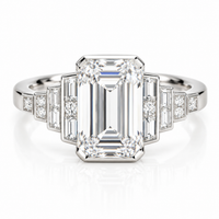 3ct Lab Diamond Emerald Cut 14ct White Gold Ring