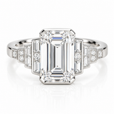 3ct Lab Diamond Emerald Cut 14ct White Gold Ring