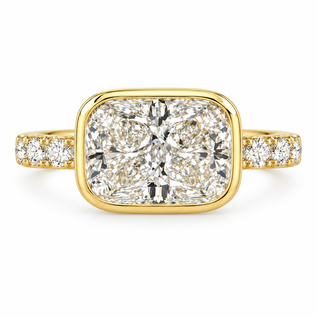 3ct Lab Diamond Cushion 14ct Yellow Gold Ring