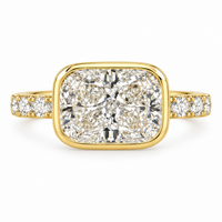 3ct Lab Diamond Cushion 14ct Yellow Gold Ring
