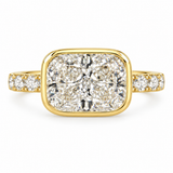 3ct Lab Diamond Cushion 14ct Yellow Gold Ring