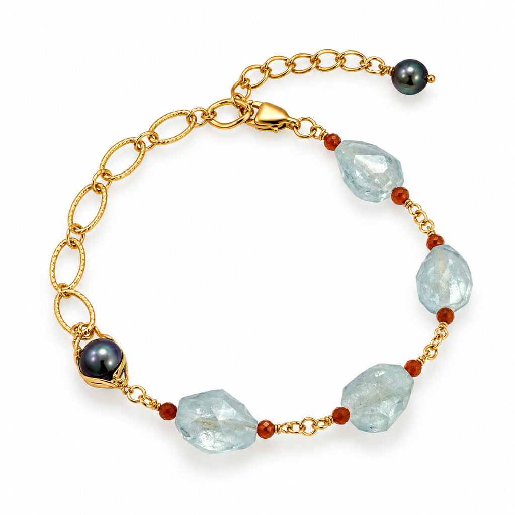 Freshwater Pearl Broome Colours Gemstone Gold Bracelet