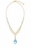 Blue Topaz and Pearl Gold Necklace