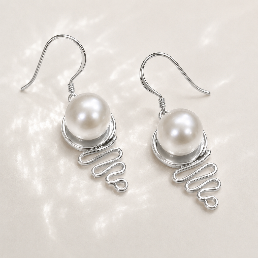 Cultured Freshwater  Pearl Staircase Earrings Sterling Silver