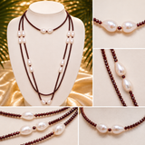 Cultured Freshwater Pearl Garnet Strand Necklace