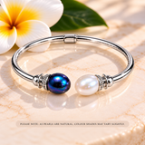 Cultured Freshwater Pearl Hinge Sterling Silver Bangle