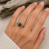 Australian Opal and Cubic Zirconia Rose 925 Ring