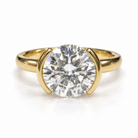 2.93ct Illusion Tension Set Round Brilliant Lab Grown Diamond ring 14k Yellow Gold