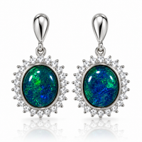 Australian Opal Turquoise and Green Zirconia Drop Earrings