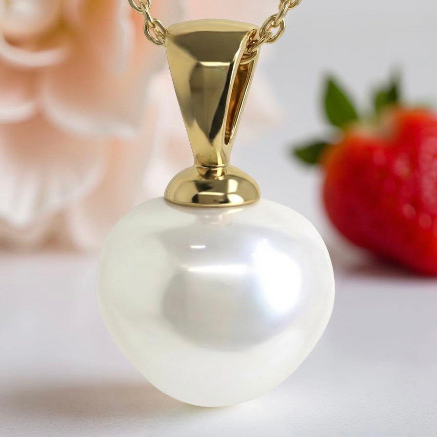 Cultured Broome Strawberry Pearl 9ct Pendant