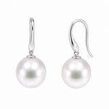 Broome Pearl Oval White Gold Leaf Hook Earrings