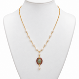 Freshwater Pearl , Garnet and Laboradonite Necklace