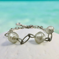 Broome Circle Pearl Silver Chain Bracelet