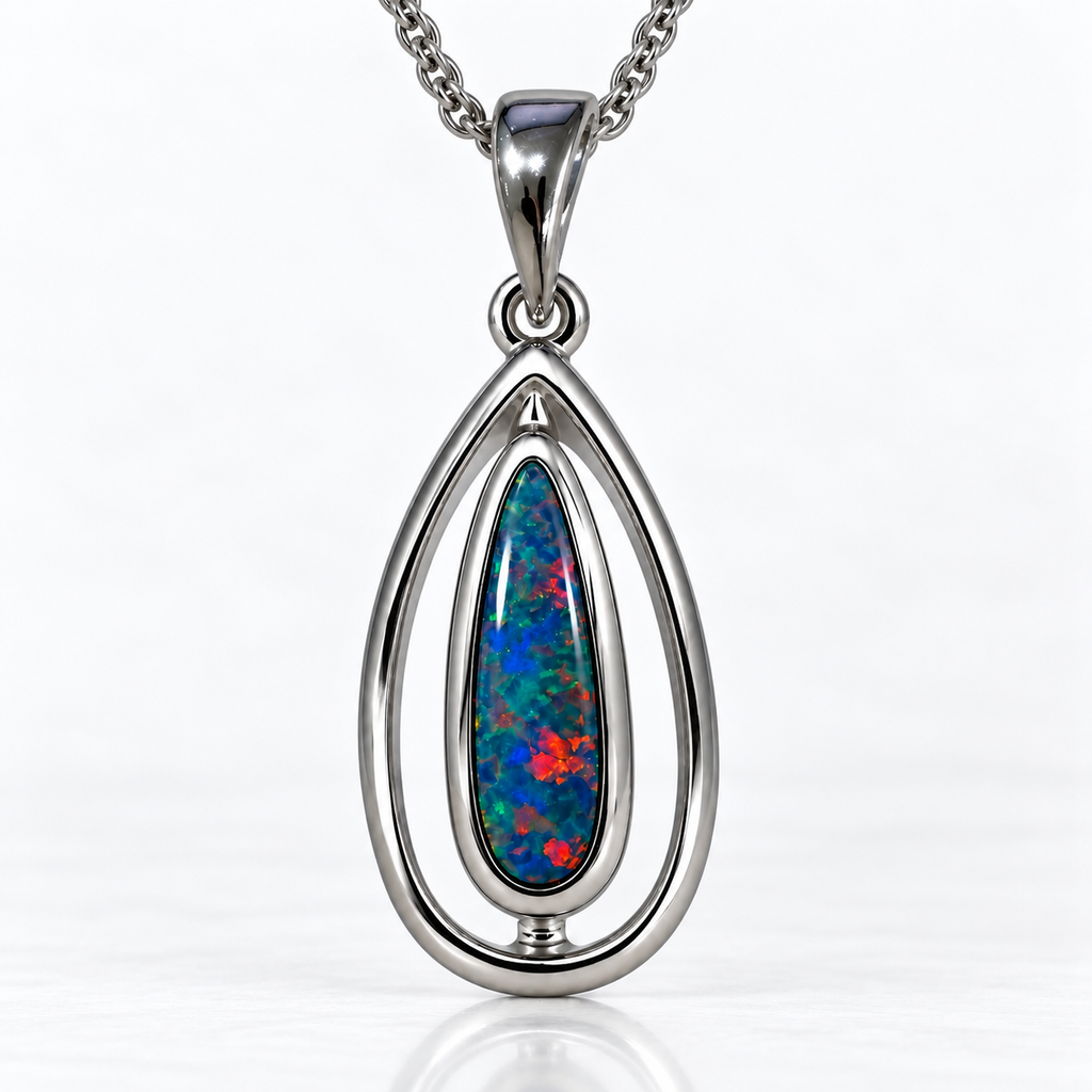 Australian Opal Teardrop Silver 925 Pendant