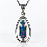 Australian Opal Teardrop Silver 925 Pendant