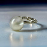 Broome Pearl and 9ct White Gold Diamond Ring