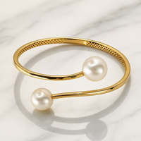Stunning 9ct Gold Broome Double Pearl Bangle