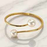 Stunning 9ct Gold Broome Double Pearl Bangle