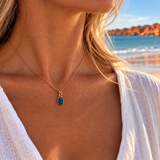Australian Opal Deep Blue and Green Petite Rose Pendant