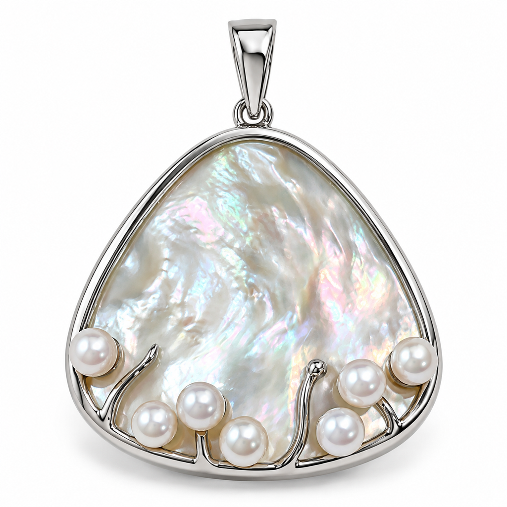 Mother of Pearl Boab Flower 925 Silver Pendant
