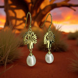 Cultured Freshwater Pearl Boab Tree Earrings Gold