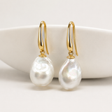 Broome Baroque Pearl Gold Leaf Hook Earrings