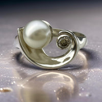 Broome Pearl 'Luna Eclipse' Diamond Sterling Silver Ring