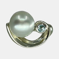 Broome Pearl 'Lunar Eclipse' Topaz Gem Sterling Silver Ring