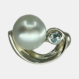 Broome Pearl 'Lunar Eclipse' Topaz Gem Sterling Silver Ring