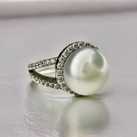 Broome Pearl Cubic Zirconia 'Silver Moon Ring