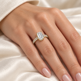 3ct Emerald Cut 14ct Lab Diamond Halo Ring