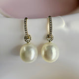 9ct Diamond Broome Pearl Gold Earrings