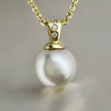 Broome Pearl 9ct and Bezel Set Diamonds Pendant